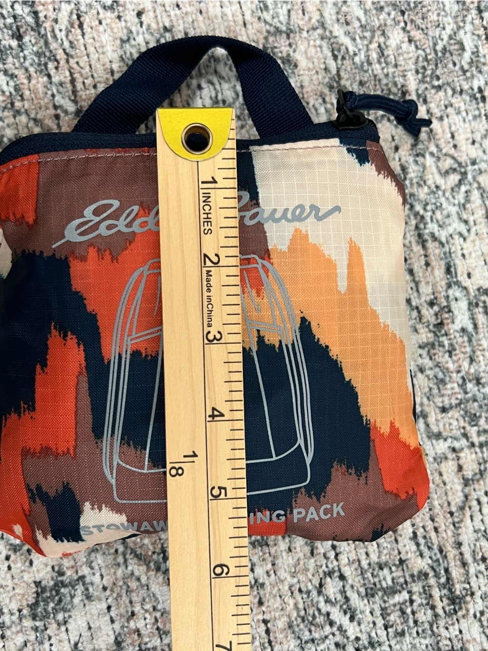 Eddie Bauer Stowaway String Pack Blue Orange Packable Backpack Hiking Outdoors - Picture 13 of 15